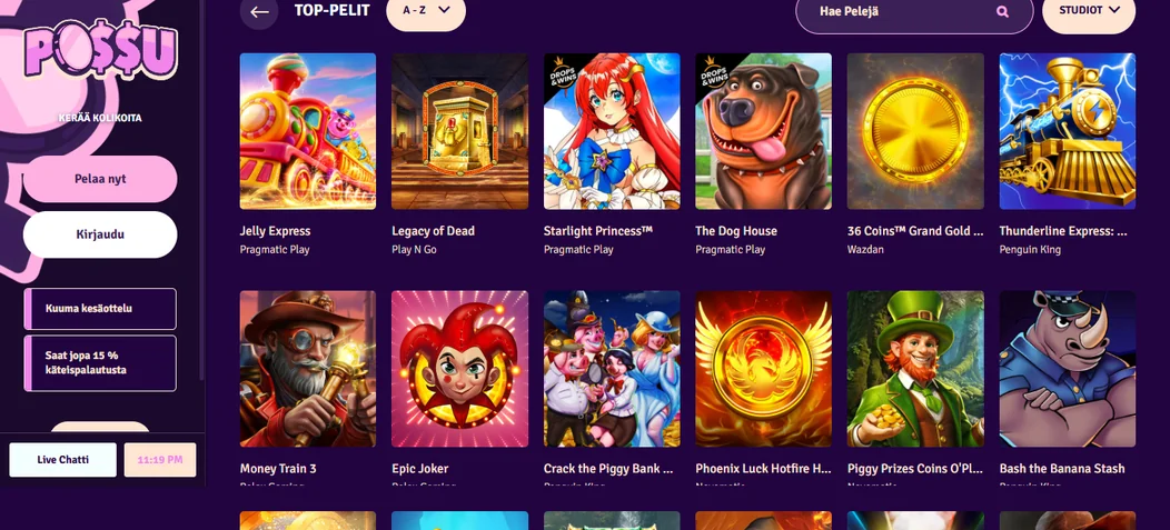 Selaa Possu Casinon pelejä
